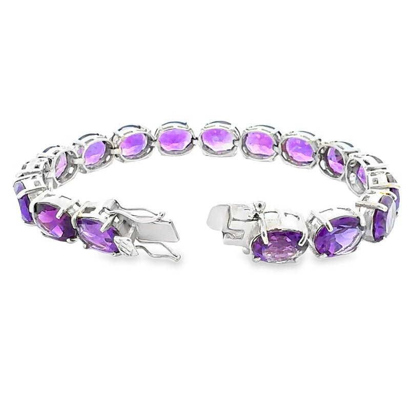 40.00ct Amethyst Tennis Bracelet Sterling Silver