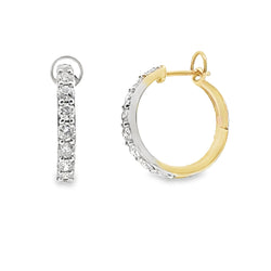 Genuine 1.00ct Diamond Hoop Earrings 14KT Yellow Gold