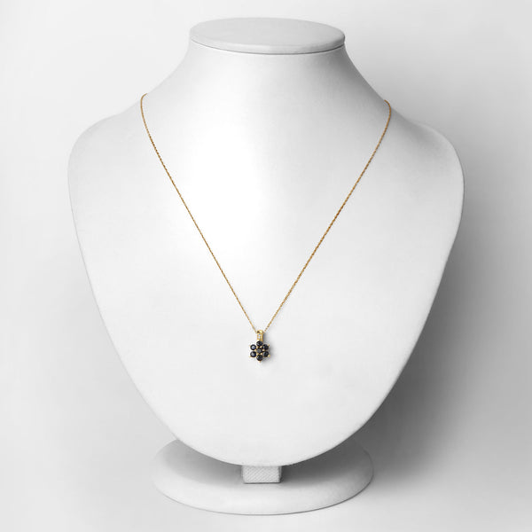 0.43 Carat Genuine Blue Sapphire and White Diamond 10K Yellow Gold Pendant