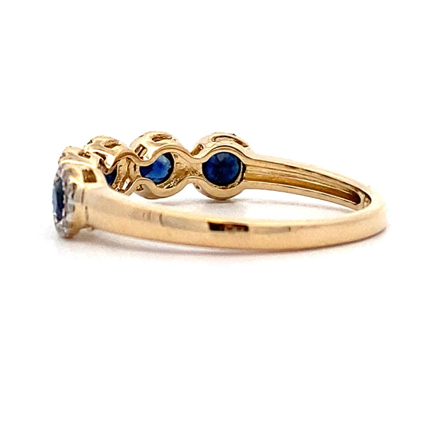 Sapphire Diamond Wedding Band Ring 14KT Yellow Gold