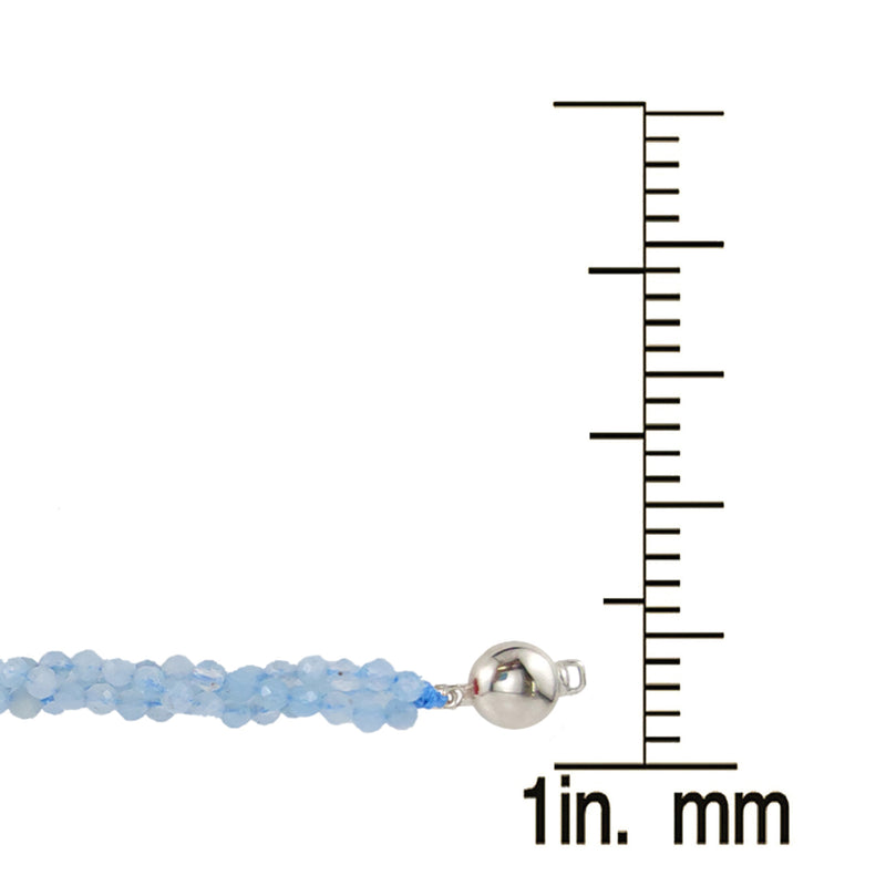 V3 Jewelry Aquamarine Sterling Silver Three-String Bead Bracelet