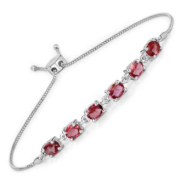 1.86 Carat Genuine Pink Tourmaline .925 Sterling Silver Bracelet