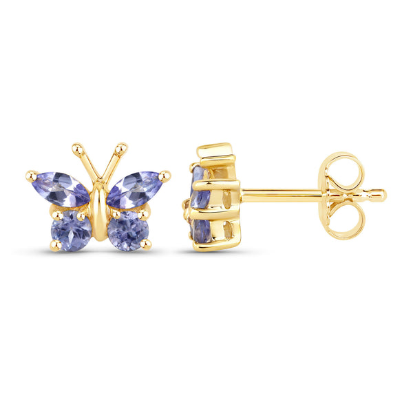 0.60 Carat Genuine Tanzanite .925 Sterling Silver Earrings