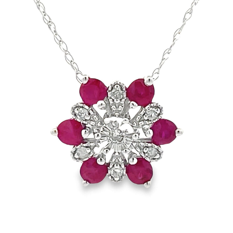 .28ct Ruby Diamond Fashion Pendants 14KT White Gold