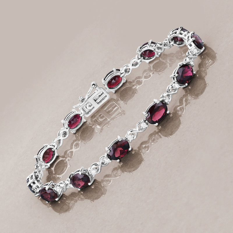 8.26 Carat Genuine Pink Tourmaline and White Diamond 14K White Gold Bracelet