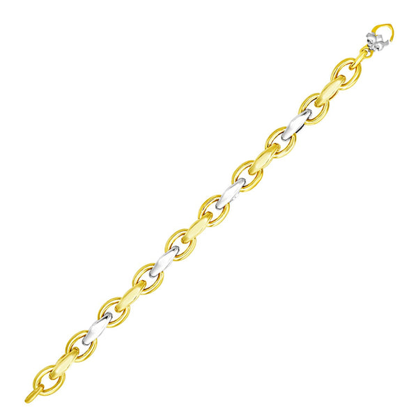 14k Two-Tone Gold Oval and Graduated Link Bracelet