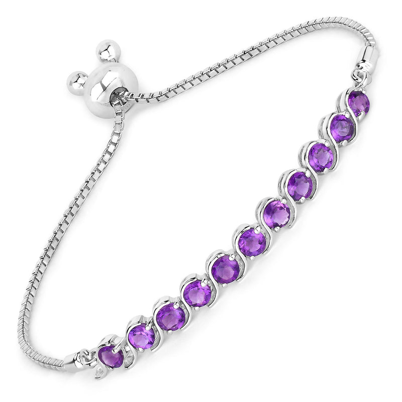 2.64 Carat Genuine Amethyst .925 Sterling Silver Bracelet