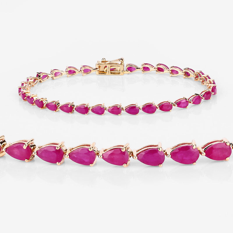 7.75 Carat Genuine Ruby 14K Yellow Gold Bracelet