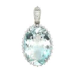 Blue Topaz Diamond Fashion Pendants 14KT White Gold