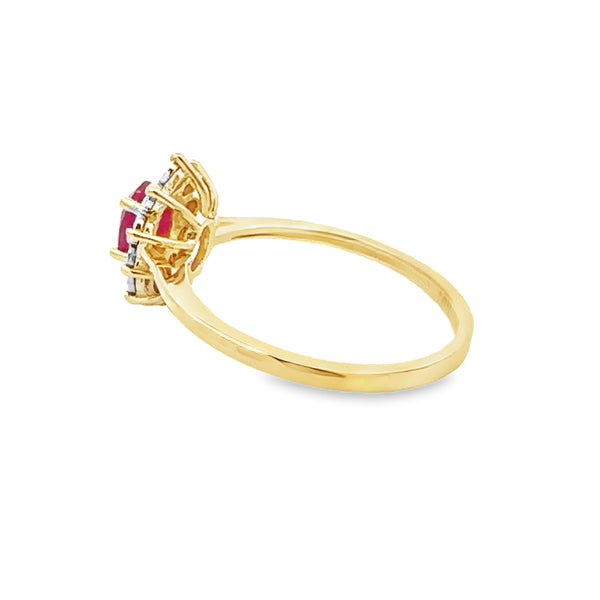 Natural .65ct Ruby Diamond Ring 10KT Yellow Gold