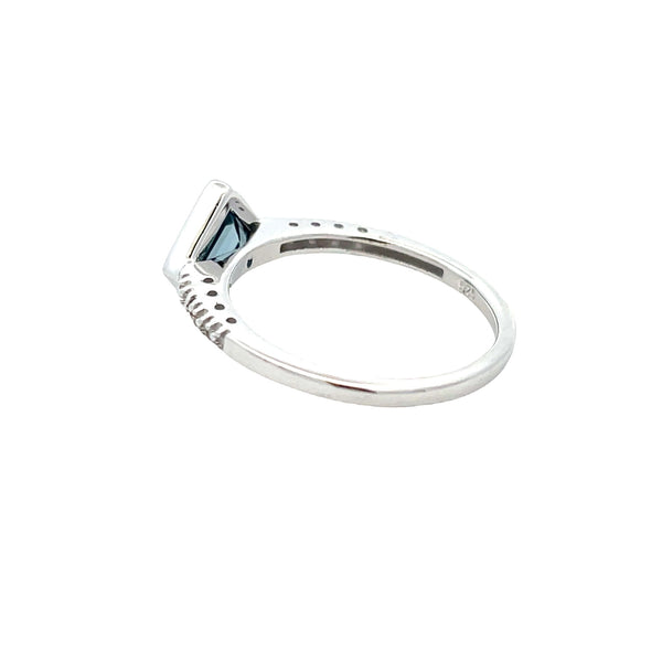 1.25ct London Blue Topaz Diamond Ring Sterling Silver