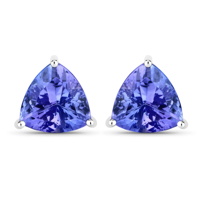 4.24 Carat Genuine Tanzanite 14K White Gold Earrings