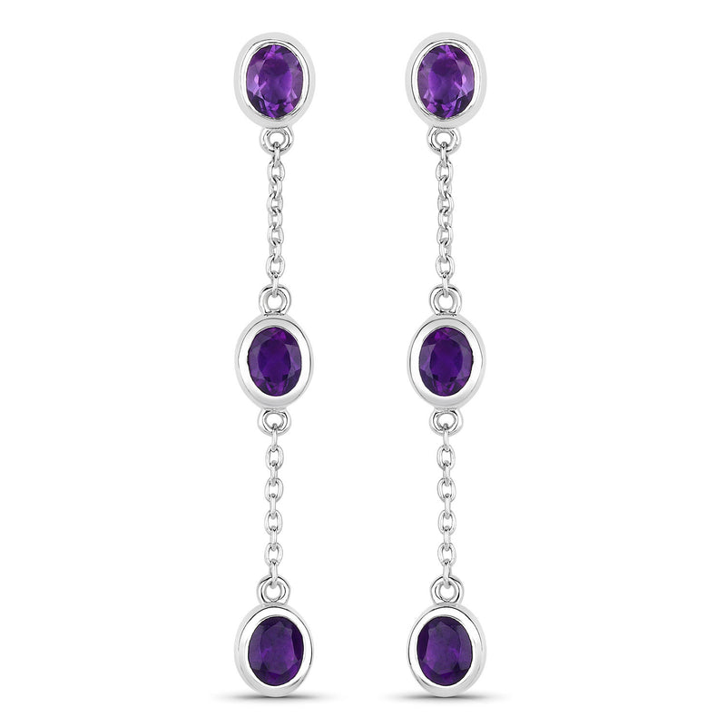 2.04 Carat Genuine Amethyst .925 Sterling Silver Earrings