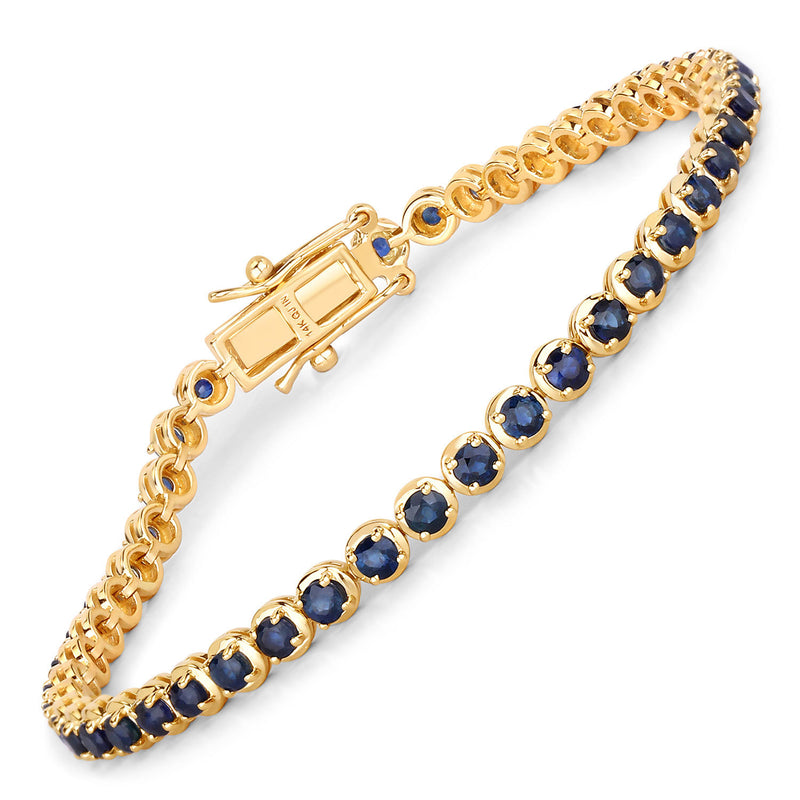 3.13 Carat Genuine Blue Sapphire 14K Yellow Gold Bracelet