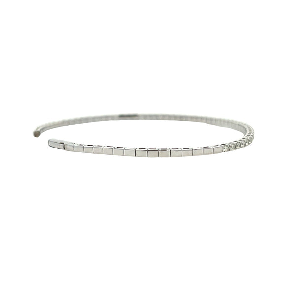 Natural 1.00ct Diamond Bangle Bracelet 14KT White Gold