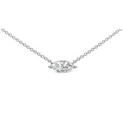 14K White Gold 1/2 Cttw Marquise Lab-Grown Diamond East West Solitaire 18" Pendant Necklace (F-G Color, VS2-SI1 Clarity)