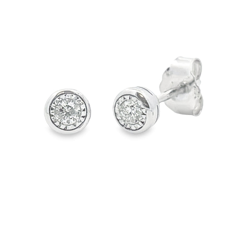 Genuine .10ct Diamond Stud Earrings 10KT White Gold