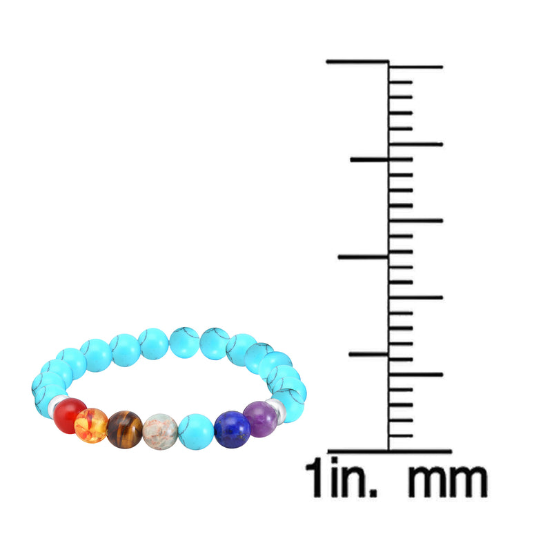 V3 Jewelry Chakra and Turquoise Beaded Stretch Bracelet