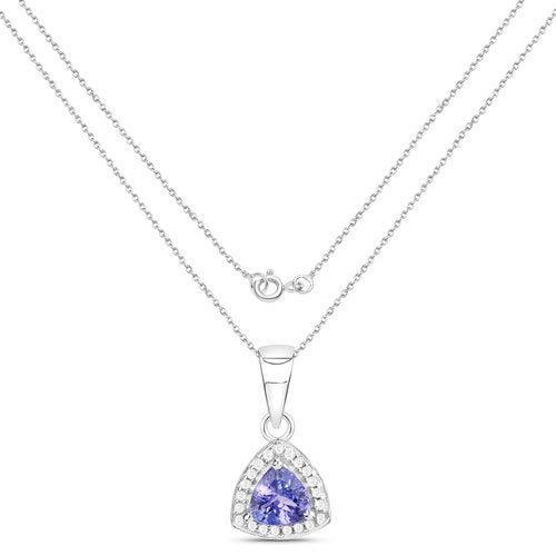 0.75 Carat Genuine Tanzanite .925 Sterling Silver Pendant