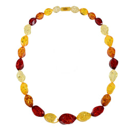 V3 Jewelry Yellow & Red Amber Beaded Statement Necklace