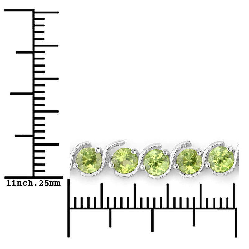 2.64 Carat Genuine Peridot .925 Sterling Silver Bracelet