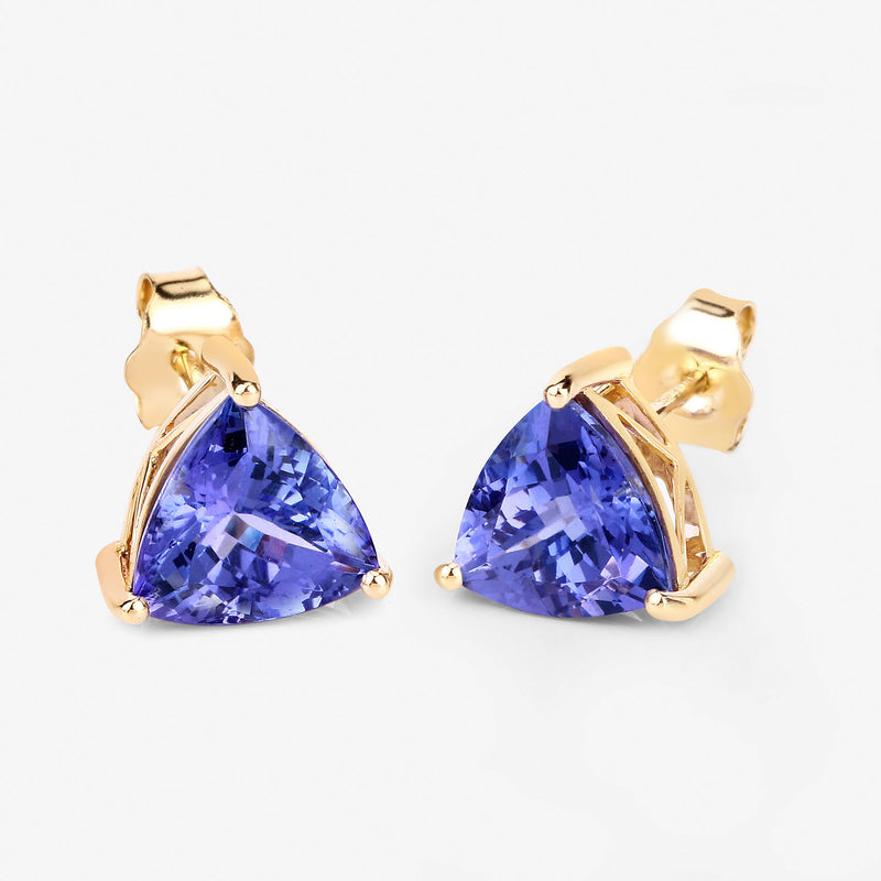 3.48 Carat Genuine Tanzanite 14K Yellow Gold Earrings