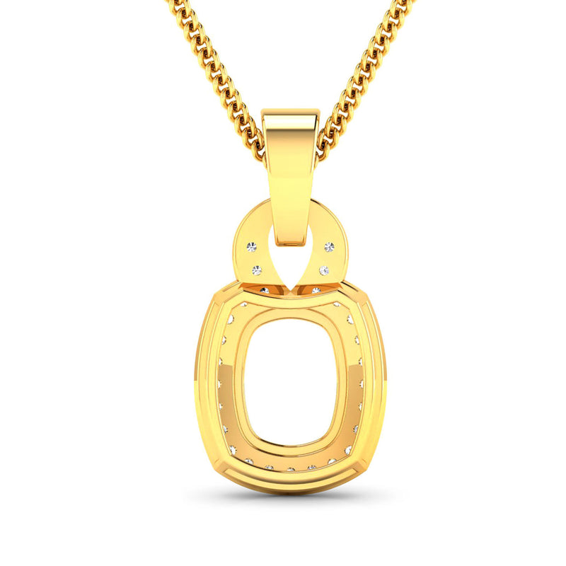 0.25 Carat Genuine White Diamond 14K Yellow Gold Semi Mount Pendant - holds 9x7mm Cushion Gemstone