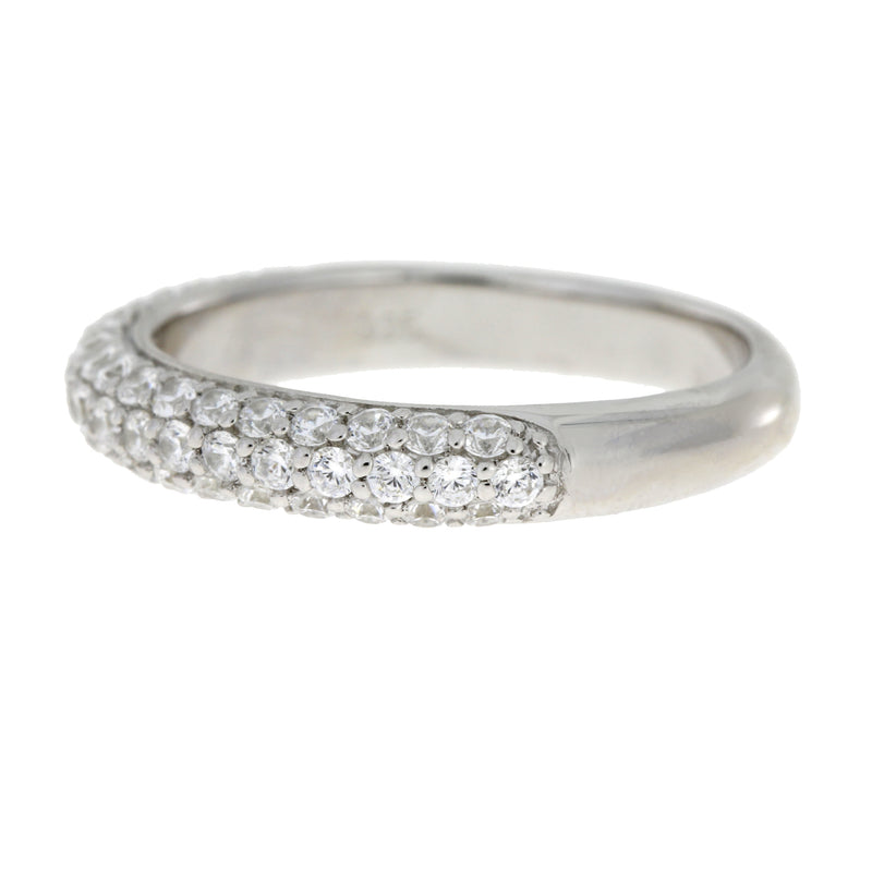 Cubic Zirconium Wedding Band Ring Sterling Silver