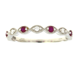 .15ct Ruby Diamond Wedding Band Ring 14KT White Gold