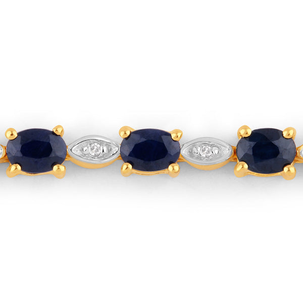 1.83 Carat Genuine Blue Sapphire and White Diamond .925 Sterling Silver Bracelet