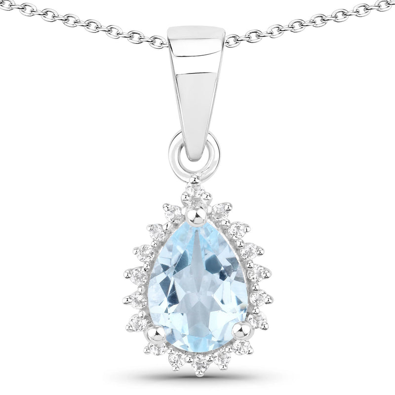 2.00 Carat Genuine Blue Topaz and White Topaz .925 Sterling Silver Jewelry Set