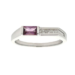 .06ct Created Alexandrite Diamond Ring 10KT White Gold