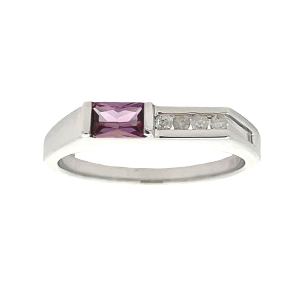 .06ct Created Alexandrite Diamond Ring 10KT White Gold