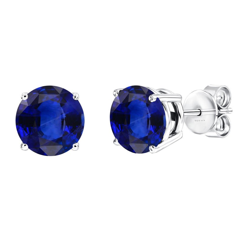 V3 Jewelry Sterling Silver Set of 3 -Ruby, Blue Sapphire and Natural White Topaz Stud Earrings