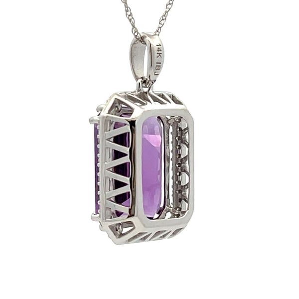 Amethyst Diamond Fashion Pendants 14KT White Gold