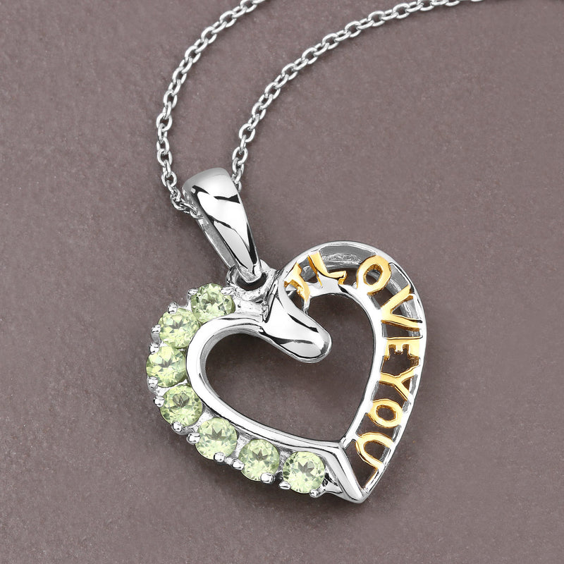 0.70 Carat Genuine Peridot .925 Sterling Silver Pendant