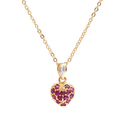 0.71 ctw Ruby & Diamonds 18K Gold Plated Designer Pendant 18 in