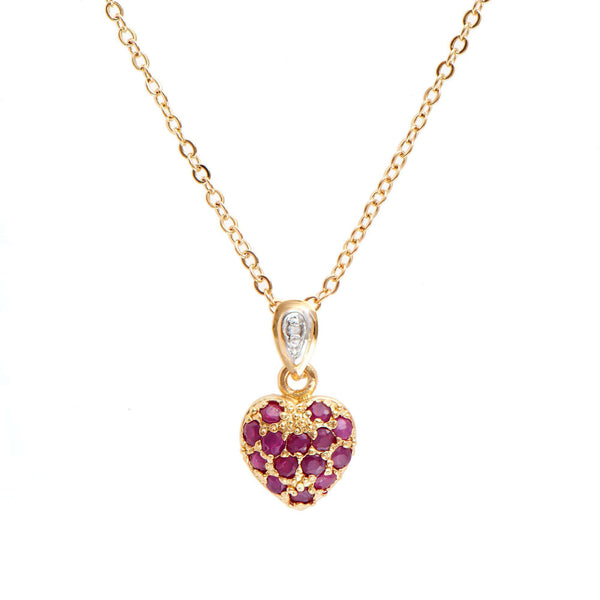 0.71 ctw Ruby & Diamonds 18K Gold Plated Designer Pendant 18 in