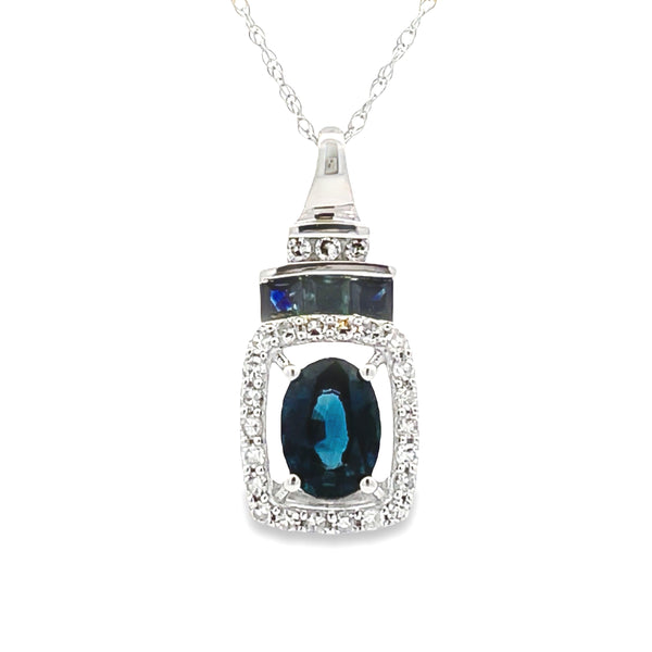 Sapphire Diamond Fashion Pendants 14KT White Gold