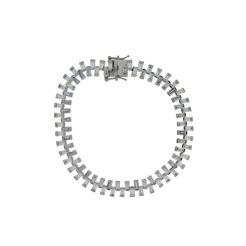 Genuine Cubic Zirconium Tennis Bracelet Sterling Silver