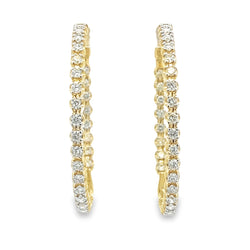 Natural 2.00ct Diamond Hoop Earrings 10KT Yellow Gold