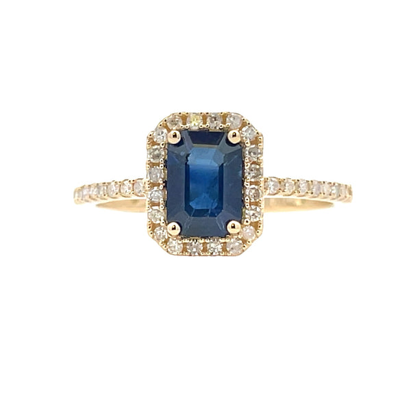 Natural 1.28ct Sapphire Diamond Ring 14KT Yellow Gold