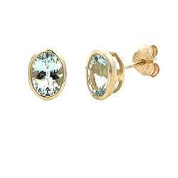 1.12ct Aquamarine Stud Earrings 10KT Yellow Gold