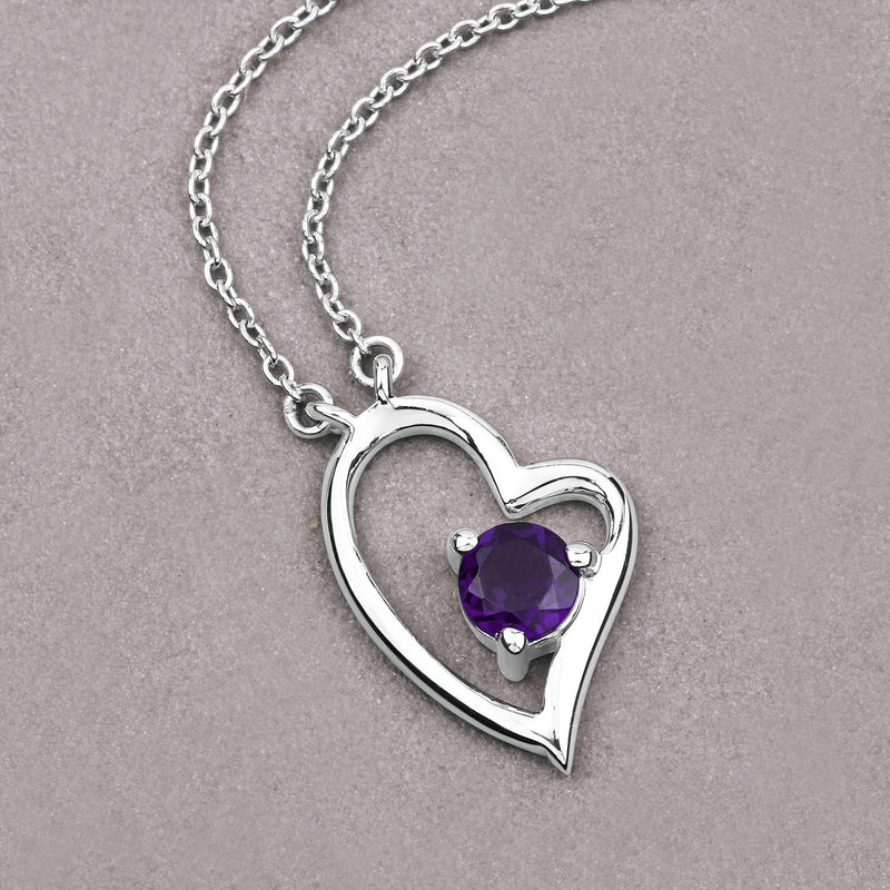 0.43 Carat Genuine Amethyst .925 Sterling Silver Necklace