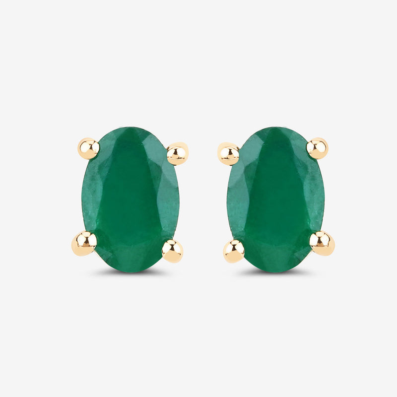 0.90 Carat Genuine Zambian Emerald 14K Yellow Gold Earrings