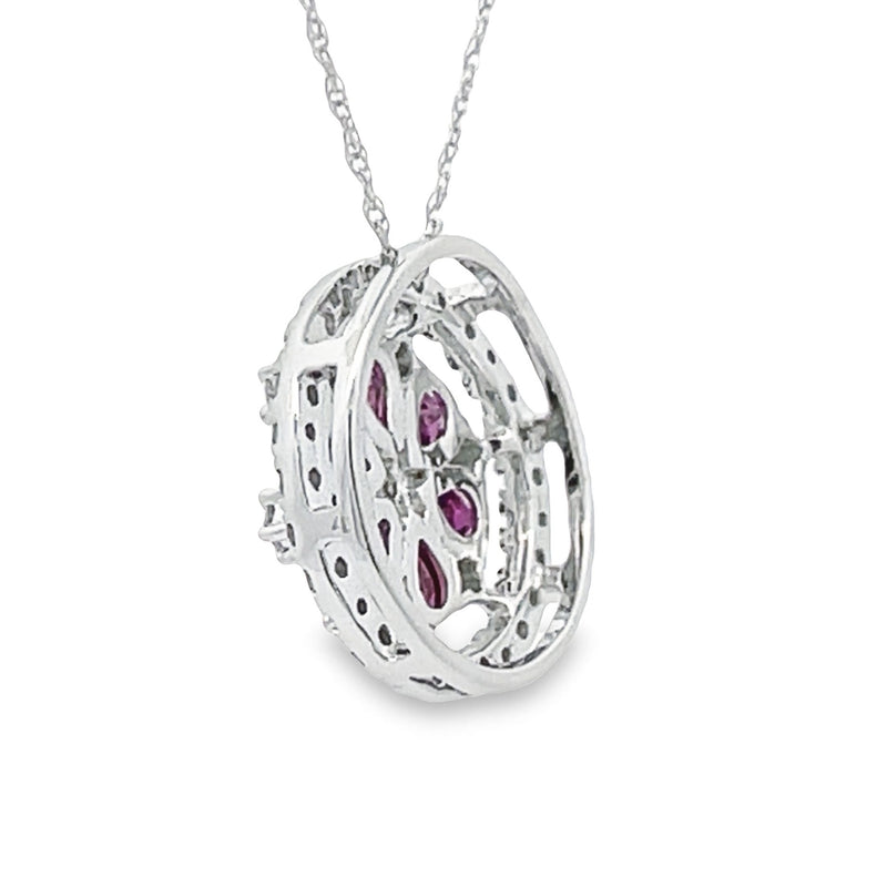 Rhodolite Garnet Fashion Pendants 14KT White Gold