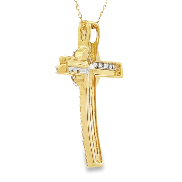 1.00ct Diamond Cross Religious Pendant 10KT Yellow Gold