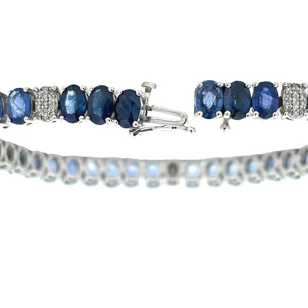 Sapphire Diamond Tennis Bracelet 14KT White Gold