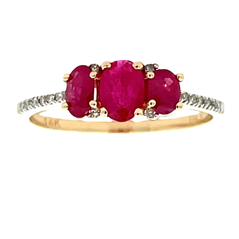 .48ct Ruby Diamond 3 Stone Ring 14KT Yellow Gold