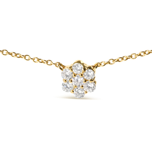 14K Yellow Gold 2.00 Cttw Diamond  Cluster 18" Station Necklace (I-J Color, I1-I2 Clarity)